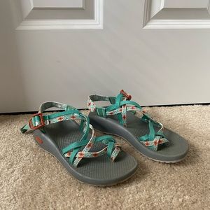 Chaco - Teal/orange Chaco with toe strap - Size 7